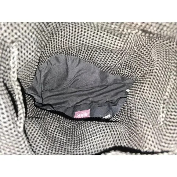 The Sak Woven Straw Rattan Corn Husk Basket Tote Bag Checkered Top Double Handle - Picture 4 of 5